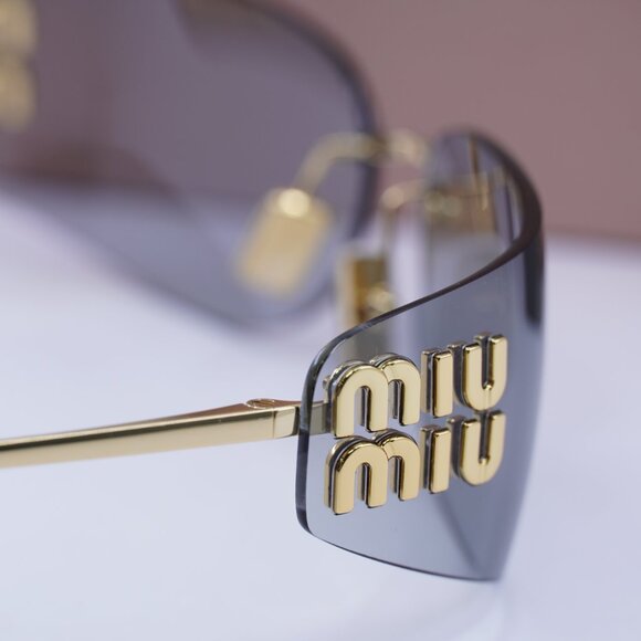 Miu Miu MUA51S 5AK50K Rectangle Sunglasses – Gold\\Light Grey main image 2